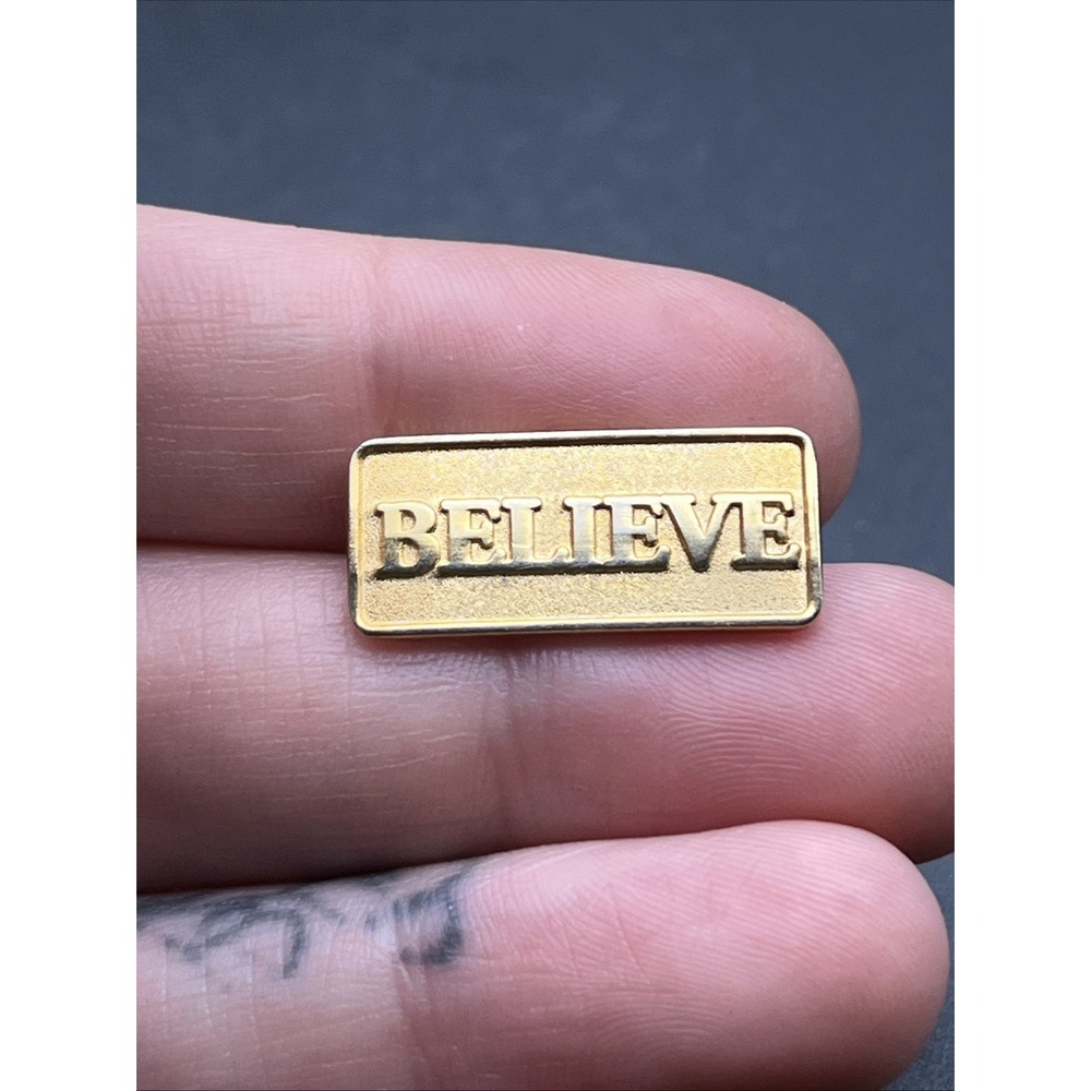 Believe Gold Tone Lapel Hat Pin